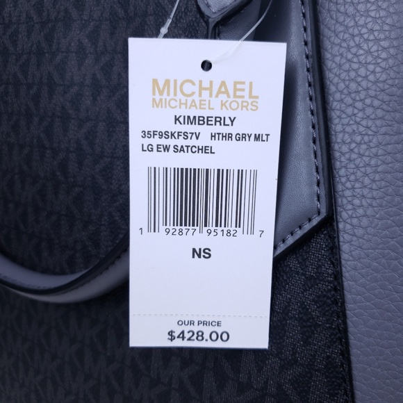 🌺NWT Michael Kors LG Kimberly Satchel Black grey - Picture 8 of 8